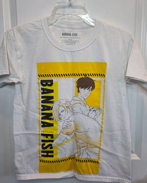 Banana Fish Anime T-Shirt Ash Eiji Manga Mens XS 100% Cotton White Knit Graphic
